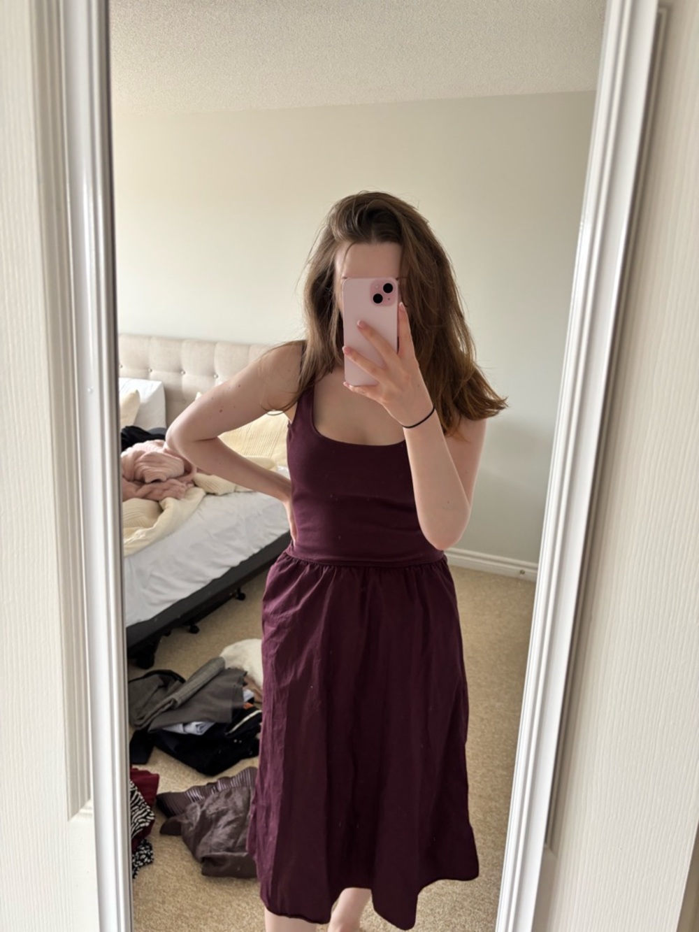 Women's Sleeveless Burgundy Midi Dress